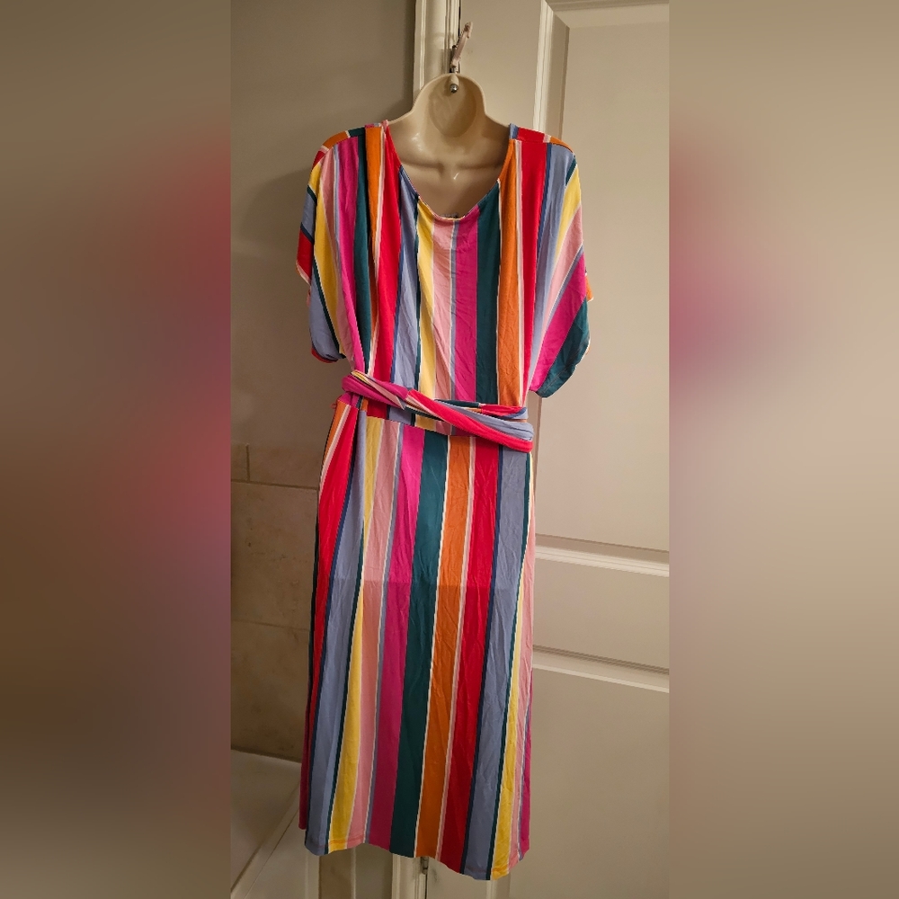 Multicolor Striped wrap around Eloquii dress (size 18) - Picture 5 of 6